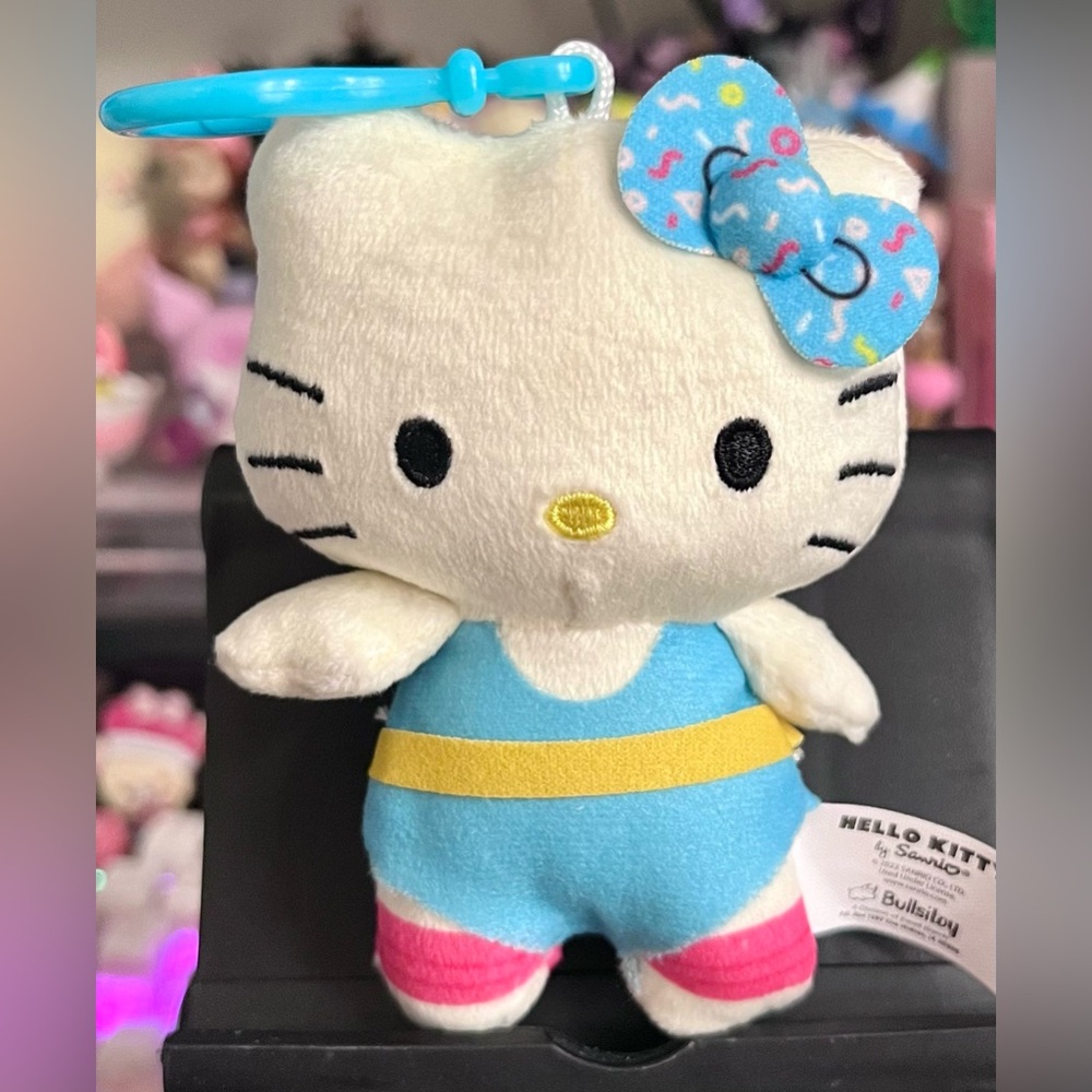 Sanrio Hello Kitty Retro Workout Plush Dangler Bag Charm Clip Accessory